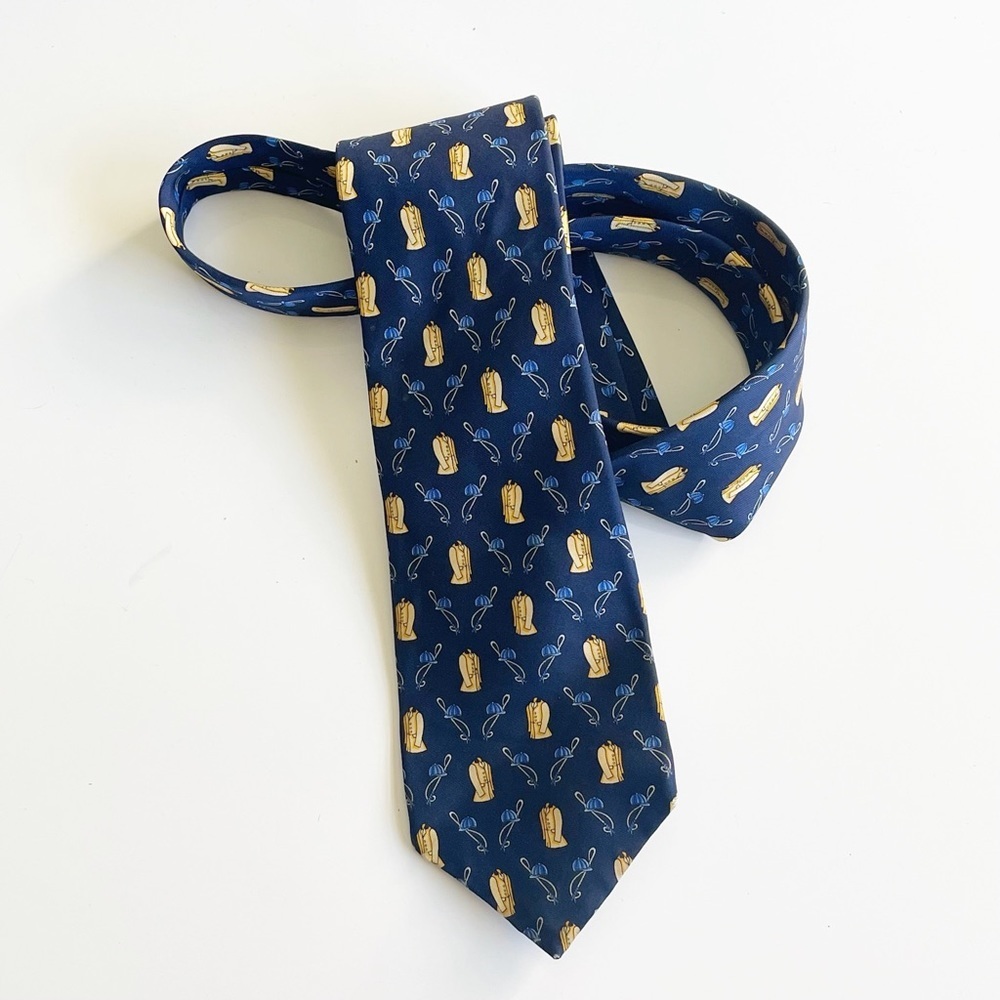 Thomas Pink Blue 100% Silk British Theme Print Men's Tie